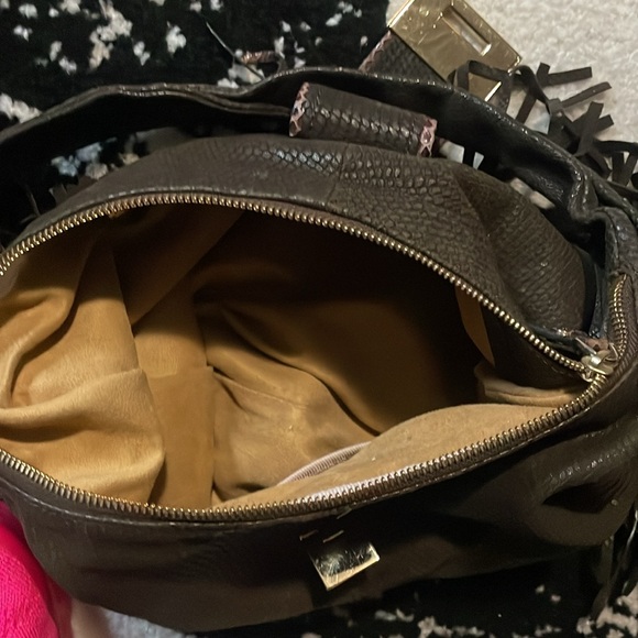 Jimmy Choo Snakeskin Suede Fringe Shoulder Bag - Picture 2 of 2